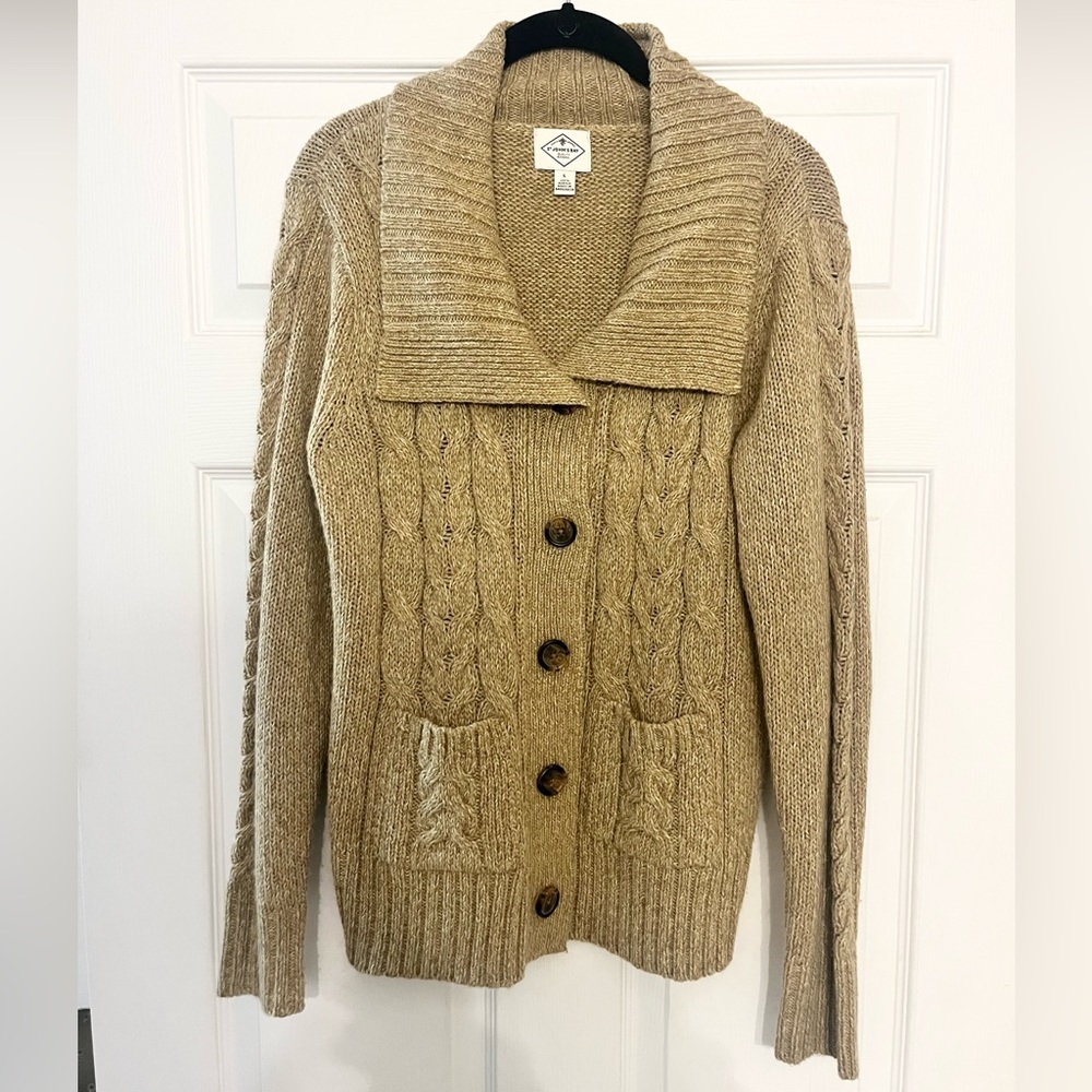Taupe, thick button down cardigan